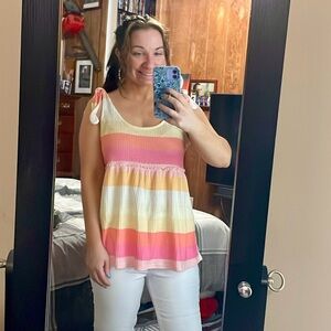 Bibi yellow, pink white and orange tank